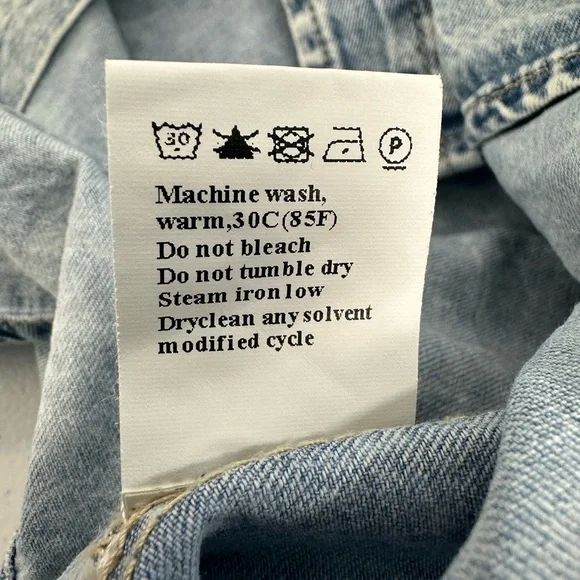 Boutique Denim Shirt Dress Light Wash Collared Button Down Utility Normcore XL - Picture 12 of 12